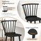 Costway 2PCS Rubber Wood Windsor Dining Chairs with Spindle Back for Living Room Black/Natural
